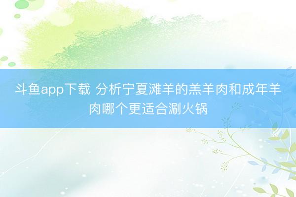 斗鱼app下载 分析宁夏滩羊的羔羊肉和成年羊肉哪个更适合涮火锅