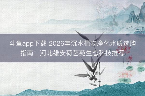 斗鱼app下载 2026年沉水植物净化水质选购指南:河北雄安荷艺苑生态科技推荐