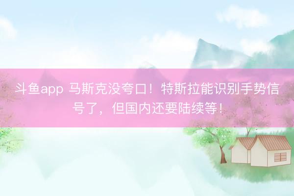 斗鱼app 马斯克没夸口！特斯拉能识别手势信号了，但国内还要陆续等！