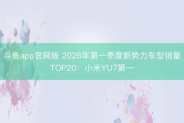 斗鱼app官网版 2026年第一季度新势力车型销量TOP20:小米YU7第一
