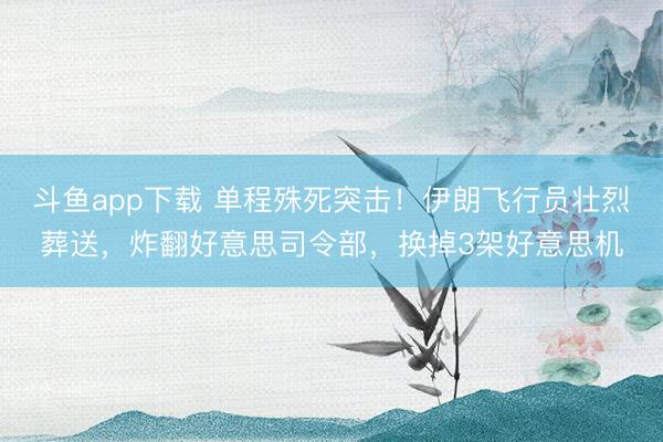 斗鱼app下载 单程殊死突击！伊朗飞行员壮烈葬送，炸翻好意思司令部，换掉3架好意思机
