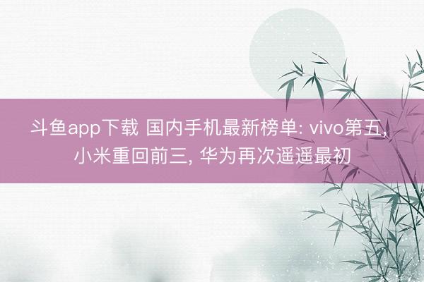 斗鱼app下载 国内手机最新榜单: vivo第五， 小米重回前三， 华为再次遥遥最初