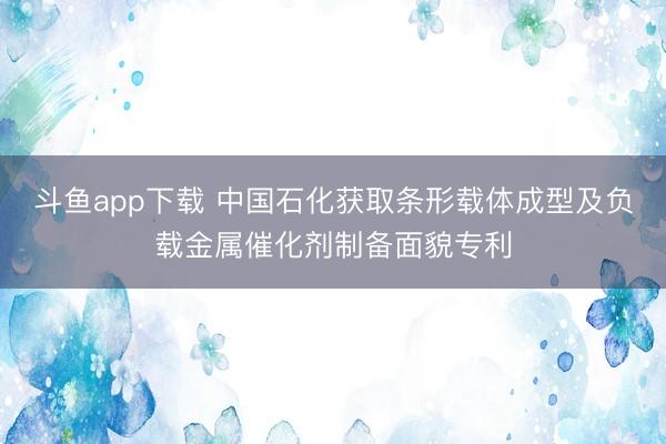 斗鱼app下载 中国石化获取条形载体成型及负载金属催化剂制备面貌专利