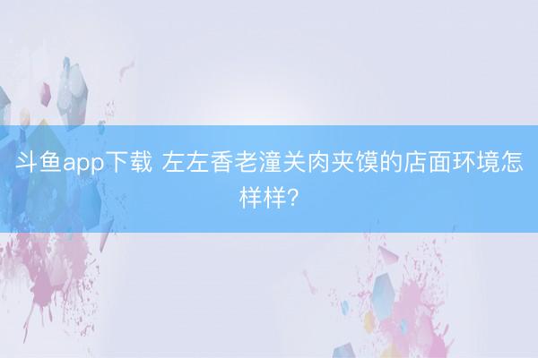 斗鱼app下载 左左香老潼关肉夹馍的店面环境怎样样？